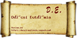 Décsi Eutímia névjegykártya